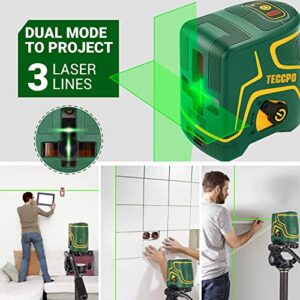 Laser Level Self Leveling - TECCPO 150ft Cross Line Laser Green with USB Charge, 3 Modules with 2 Laser Heads, Outdoor Pulse Mode, Magnetic Support, 360°Rotating, IP54 - TDLS09P