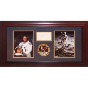 buzz aldrin autographed apollo 11 moon landing deluxe framed tribute piece - jsa