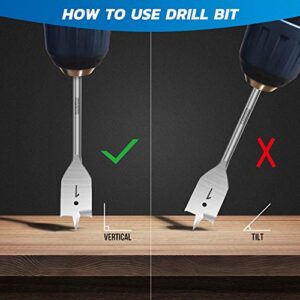 Luckyway 13-Piece 1/4 Inch to 1-1/2 Inch Spade Drill Bits Set for Wood, Plastic, Aluminum Hole Cutting