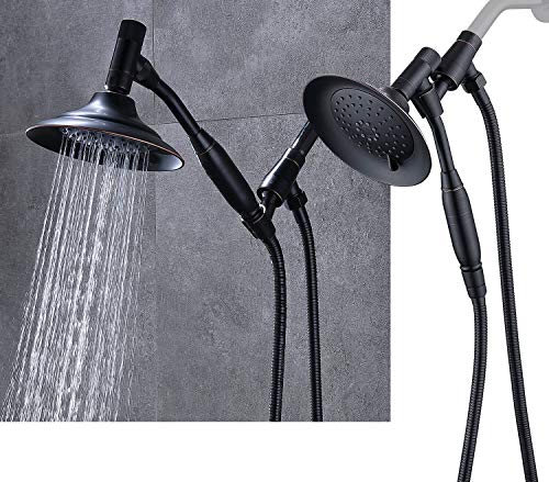 G-Promise Double Height Positioning Shower Head, High Pressure Shower Heads with Handheld Spray, Adjustable Metal Holder, Extra Long Stainless Steel Flexible Hose