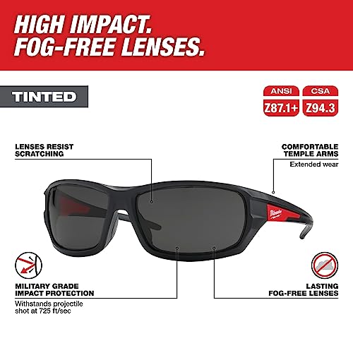 Milwaukee Tool 48-73-2025 Performance Safety Glasses Fog-Free, Anti-Scratch Tinted Lens