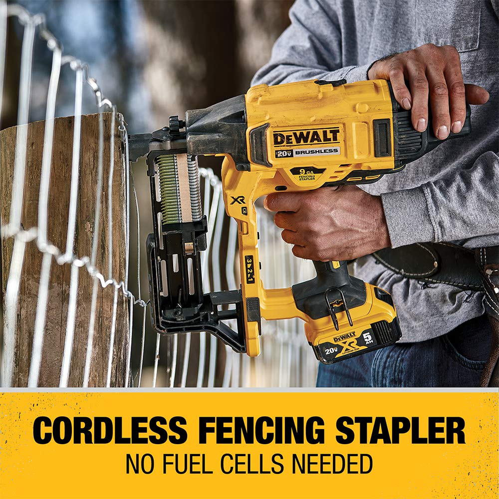 DEWALT 20V MAX* XR Crown Stapler, Cordless Fencing Kit, 9GA (DCFS950P2)