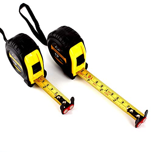 12 Foot Measuring Tape Measure by Kutir - Easy to Read Both Side Dual Ruler, Retractable, Heavy Duty, Magnetic Hook, Metric, Inches and Imperial Measurement, Shock Absorbent Rubber Case