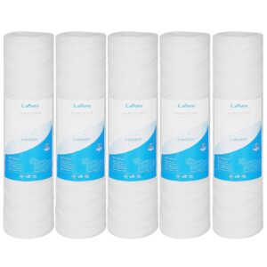 lafiucy 5 micron 10" x 2.5" string wound sediment water filter cartridge,5 pack,whole house sediment filtration, universal replacement for most 10 inch ro unit