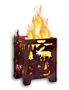 superhandy incinerator cage fire box reindeer christmas/x-mas tree (develops patina finish) heavy duty steel large 21"x 21"x 27" inches for burning wood at bonfire, beach pit or backyard gathering