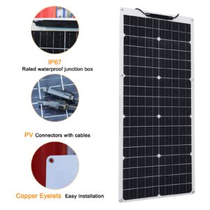 XINPUGUANG 50W 12V Solar Panel Flexible Battery Charger Monocrystalline with PV Connector for RV Boat Cabin Tent Car (50w)