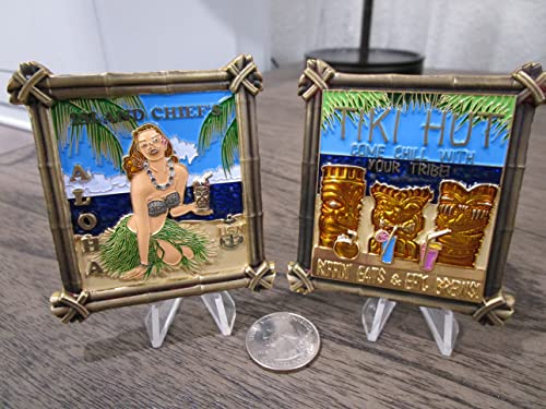 Navy Island Chief Tiki Hut Bar Hawaiian CPO USN Pin Up Girl Challenge Coin