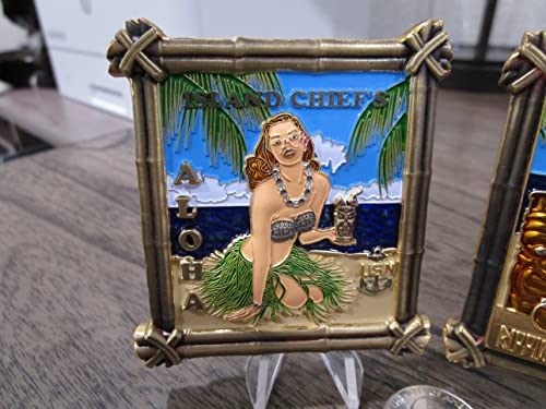 Navy Island Chief Tiki Hut Bar Hawaiian CPO USN Pin Up Girl Challenge Coin