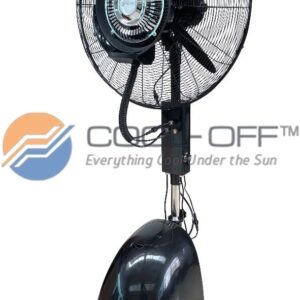 Cool-Off Island Breeze Oscillating Misting Fan, 3 Cooling Speeds with 12 Gallon Tank, Adjustable Height, Art Deco Pedestal Fan for Backyards, Patios and More, 26 Inch, Black