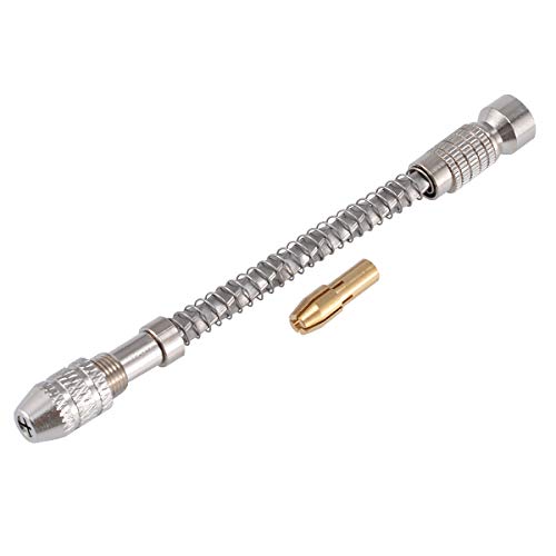 KATUR Semi-Automatic Turbine Drive Precision Hand Drill Handcrafts Hole Making Tool Wood Spiral Hand Push Drill Chuck for Micro Twist Bit Jewelry Tool 0.2-2mm Silver