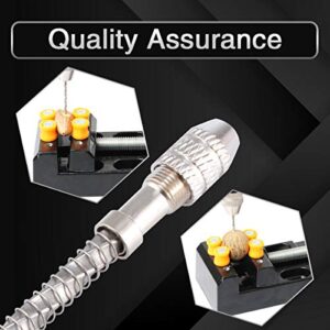 KATUR Semi-Automatic Turbine Drive Precision Hand Drill Handcrafts Hole Making Tool Wood Spiral Hand Push Drill Chuck for Micro Twist Bit Jewelry Tool 0.2-2mm Silver