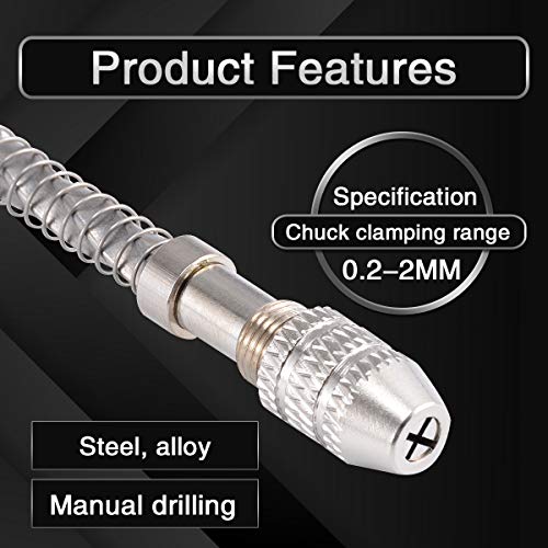 KATUR Semi-Automatic Turbine Drive Precision Hand Drill Handcrafts Hole Making Tool Wood Spiral Hand Push Drill Chuck for Micro Twist Bit Jewelry Tool 0.2-2mm Silver