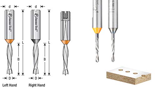 Amana Tool 215003 Solid Carbide Dowel Drill Boring Bit R/H 3mm D x 57.5mm Long x 10x25mm SHK