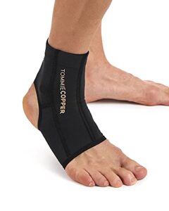 tommie copper performance compression ankle sleeve, unisex, men & women, breathable extra support sleeve for joint & muscle support - black, medium