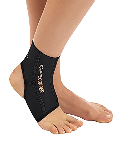 Tommie Copper Performance Compression Ankle Sleeve, Unisex, Men & Women, Breathable Extra Support Sleeve for Joint & Muscle Support - Black, Medium