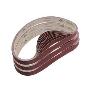 1 inch x 30 inch sanding belts, 3 each of 320/400/600/800/1000 fine grits, belt sander tool for woodworking, metal polishing, 15 pack aluminum oxide sanding belt