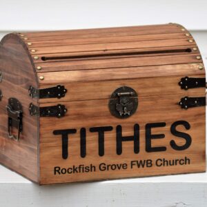 Wooden Tithes Box for Church Collections with Lock and Key Option Rustic Chapel Money Holder Trunk Fundraising Charity Donation Ballot Suggestions Box