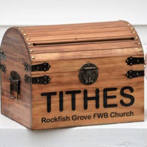 Wooden Tithes Box for Church Collections with Lock and Key Option Rustic Chapel Money Holder Trunk Fundraising Charity Donation Ballot Suggestions Box