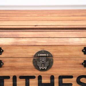 Wooden Tithes Box for Church Collections with Lock and Key Option Rustic Chapel Money Holder Trunk Fundraising Charity Donation Ballot Suggestions Box