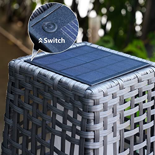 Grand patio Outdoor Solar Powered Resin Wicker Floor Lamp, Outdoor Weather-Resistant Deck Light, for Garden or Porch -Large Fuji, Silver Gray