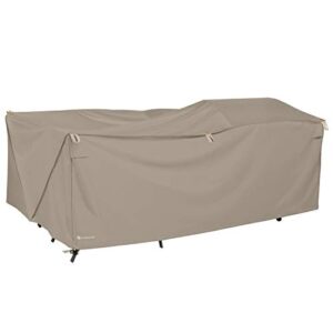 classic accessories storigami water-resistant 140 inch easy fold patio furniture cover, goat tan, patio furniture covers
