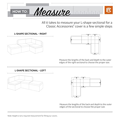 Classic Accessories Storigami Water-Resistant 104 Inch Easy Fold Patio Left-Facing Sectional Lounge Set Cover, Goat Tan, Patio Furniture Covers