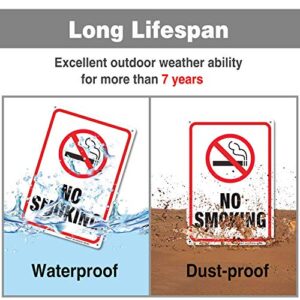 No Smoking Sign,3 Pack No Smoking Metal Reflective Signs - 10 x 7 Inches .040 Rust Free Heavy Duty Aluminum Sign - UV Printed with Professional Graphics - Easy to Mount - Indoor & Outdoor use