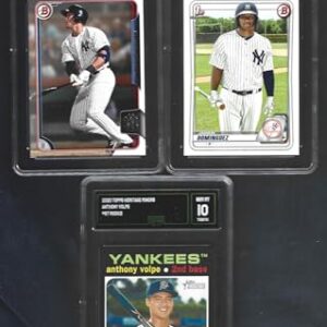 GEM MINT AARON JUDGE JASSON DOMINGUEZ ANTHONY VOLPE 3 CARD ROOKIE LOT BOWMAN & TOPPS GRADED GMA GEM MINT 10 YANKEES STAR PLAYERS