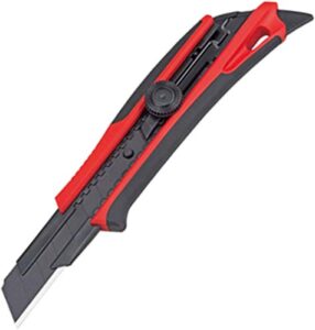 tajima utility knife - 1" 7-point rock hard fin snap blade box cutter with dial lock & 2 rock hard blades - dfc671n-r1