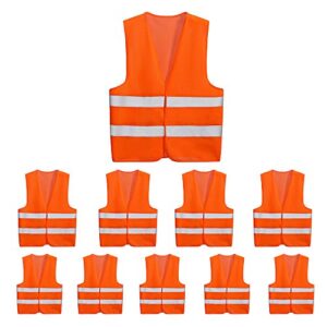 10 pack mount marter safety vest reflective running vest for men and women, 360° super bright, high visibility & long distance, orange safety reflective vest for traffic, construction and outdoor work