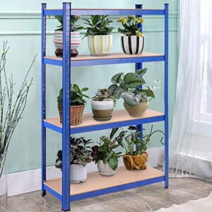 Tangkula Metal Storage Shelves, 63" Heavy Duty Steel Frame, Home Garage Multi-Use Storage Rack with Adjustable Shelves, 4-Tier Garage Shelf (32" L×16" W ×63" H) (1)