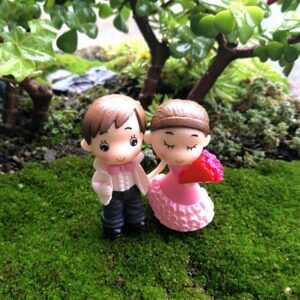 Gilroy Miniature Couple Brides Groom Wedding Figurines Landscape Ornaments Mini Resin Fairy Garden Bonsai Dollhouse Decorations Romantic