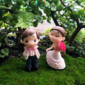 Gilroy Miniature Couple Brides Groom Wedding Figurines Landscape Ornaments Mini Resin Fairy Garden Bonsai Dollhouse Decorations Romantic