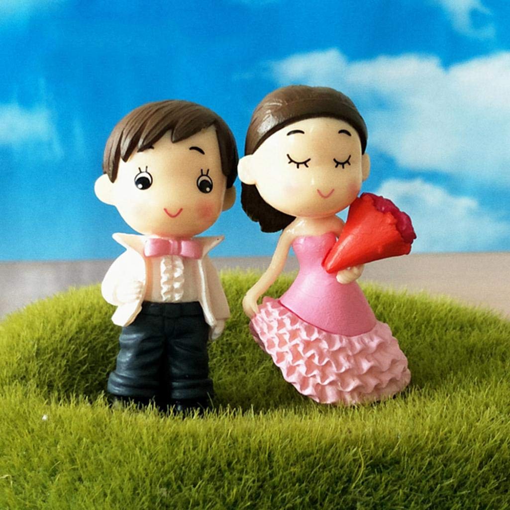 Gilroy Miniature Couple Brides Groom Wedding Figurines Landscape Ornaments Mini Resin Fairy Garden Bonsai Dollhouse Decorations Romantic