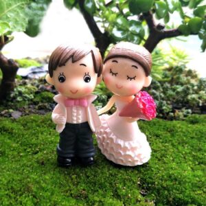 Gilroy Miniature Couple Brides Groom Wedding Figurines Landscape Ornaments Mini Resin Fairy Garden Bonsai Dollhouse Decorations Romantic