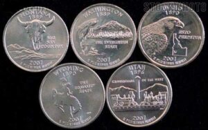 2007 p complete set of 5 state quarters uncirculated