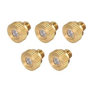 uxcell brass misting nozzle - 10/24 unc 0.1mm orifice dia replacement heads for outdoor cooling system - 5 pcs