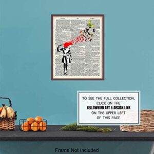 Banksy Poster, Dictionary Art, Home Decor - Upcycled Vintage Graffiti Wall Art Print - Unique Hipster Room Decorations for Office - Gift for Street Art, Mural Fans - 8x10 Photo Unframed, Suicide Girl