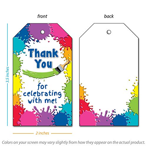 25 Art Paint Party Thank You Favor Tags - Rainbow Colors