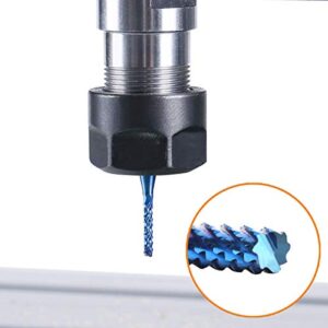 40Pcs End Mills CNC Router Bits Set 1/8" Shank, Mcwdoit CNC Machine Cutting Milling Tool Engraving Cutter Including Flat Nose/Ball Nose End Mill, Nano Blue Coat/Titanium Coat 2 Flute CNC Router Bits