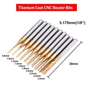 40Pcs End Mills CNC Router Bits Set 1/8" Shank, Mcwdoit CNC Machine Cutting Milling Tool Engraving Cutter Including Flat Nose/Ball Nose End Mill, Nano Blue Coat/Titanium Coat 2 Flute CNC Router Bits