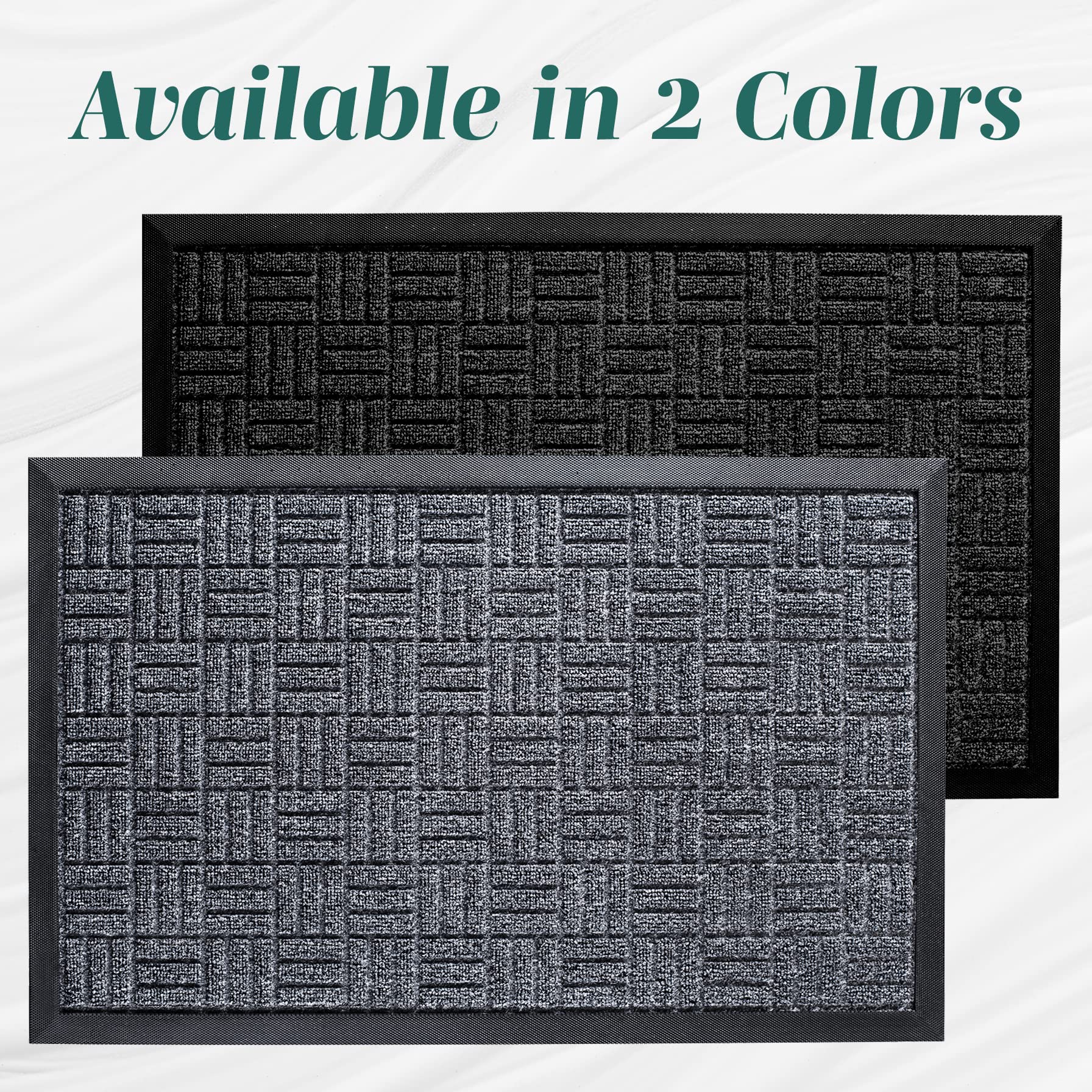 HOMWE Front Door Mats, 2 Pc Set, 29.5 x 17, All Weather Entry and Back Yard, Indoor and Outdoor Safe, Slip Resistant Rubber Backing, Absorbent and Waterproof, Dirt Trapping Rugs for Entryway