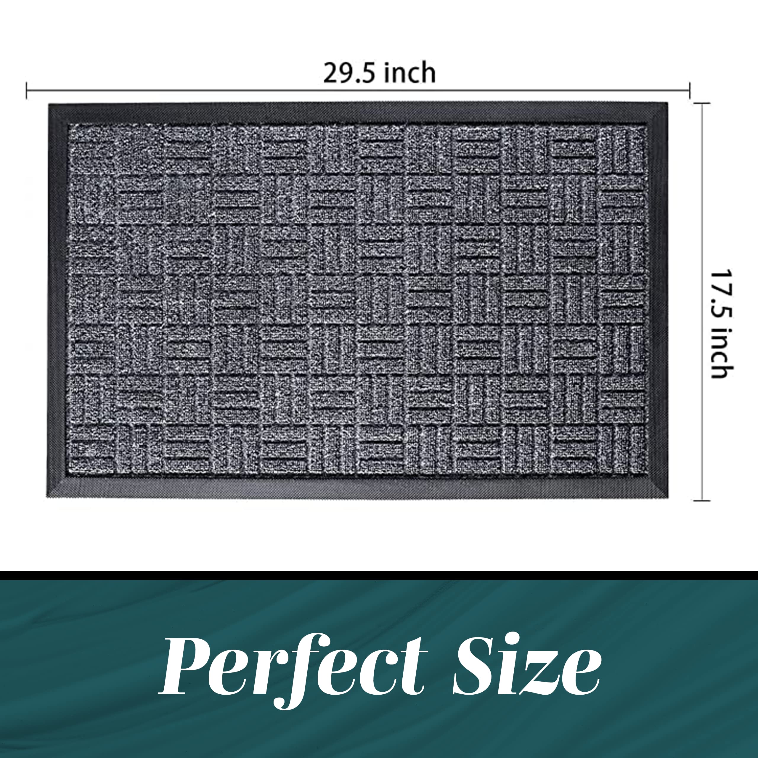 HOMWE Front Door Mats, 2 Pc Set, 29.5 x 17, All Weather Entry and Back Yard, Indoor and Outdoor Safe, Slip Resistant Rubber Backing, Absorbent and Waterproof, Dirt Trapping Rugs for Entryway