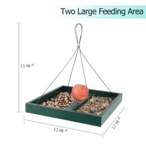 Solution4Patio Homes Garden Platform Bird Feeder for Outside, Large Hanging Mesh Tray Chipmunks/Squirrel Feeder, Maximum Bird Viewing, Large Capacity, Easy to Clean & Refill, B116A00