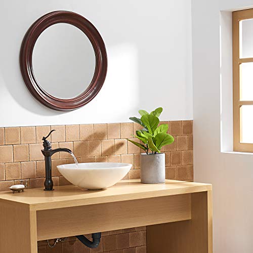 BWE Vessel Sink Faucet Oil Rubbed Bronze Waterfall Farmhouse Rustic with Pop Up Drain Assembly and Supply Hose Lead-Free Single-Handle Single Hole Bathroom Faucet Vanity Lavatory Mixer Tap Tall Body