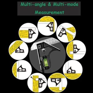 300mm (12") Combination Square Ruler, 1PC Adjustable Engineers Combination Try Square Set, Right Angle Ruler, Stainless Steel Finished Ruler, for Measurement, Marking, Layout