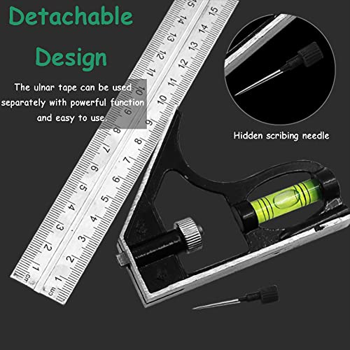 300mm (12") Combination Square Ruler, 1PC Adjustable Engineers Combination Try Square Set, Right Angle Ruler, Stainless Steel Finished Ruler, for Measurement, Marking, Layout