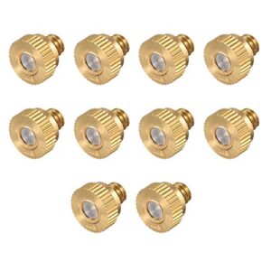 uxcell brass misting nozzle - 10/24 unc 0.1mm orifice dia replacement heads for outdoor cooling system - 10 pcs