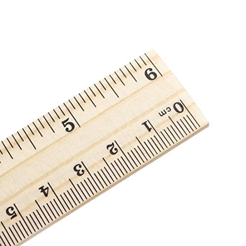 uxcell Wood Ruler 15cm 6 Inch 2 Scale Office Rulers Wooden Measuring Ruler 8pcs