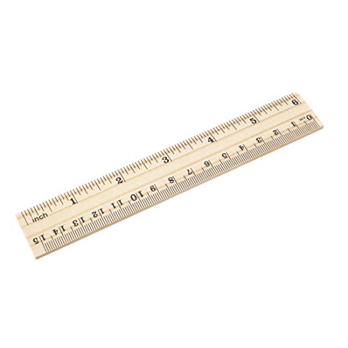 uxcell Wood Ruler 15cm 6 Inch 2 Scale Office Rulers Wooden Measuring Ruler 8pcs